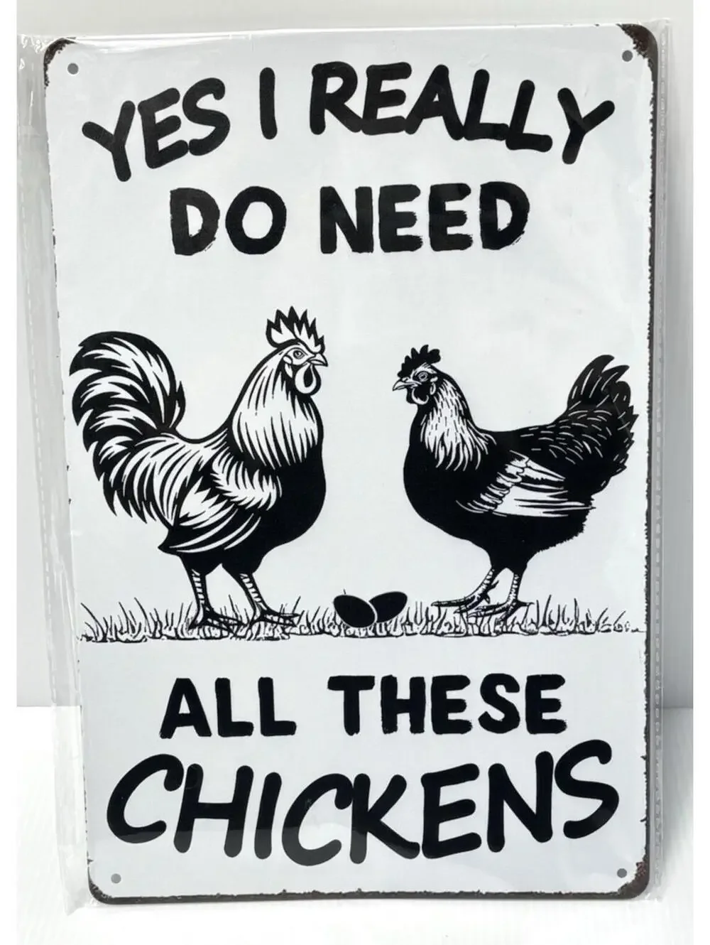 Farmhouse Tin Sign Chicken Rooster Hen Wall Decor Vintage Kitchen Rustic Metal
